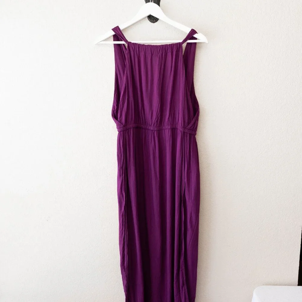 Swimsuits For All Purple Rayon Dress Womens 10/12 Sleeveless V Neck Cover Up - Picture 9 of 14